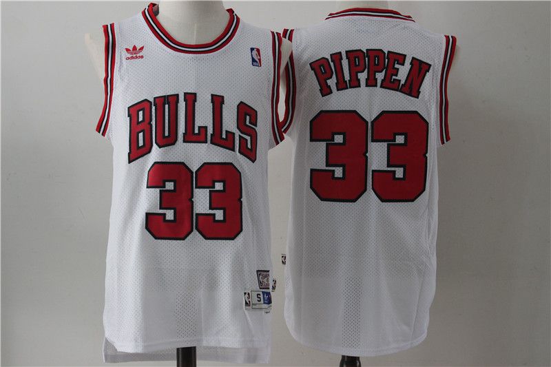 Men Chicago Bulls 33 Pippen White Throwback NBA Jerseys
